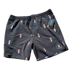 Roark Shorey 16 Deep Roots Hemp Blend Shorts Black Skull Flower Print Mens M NWT